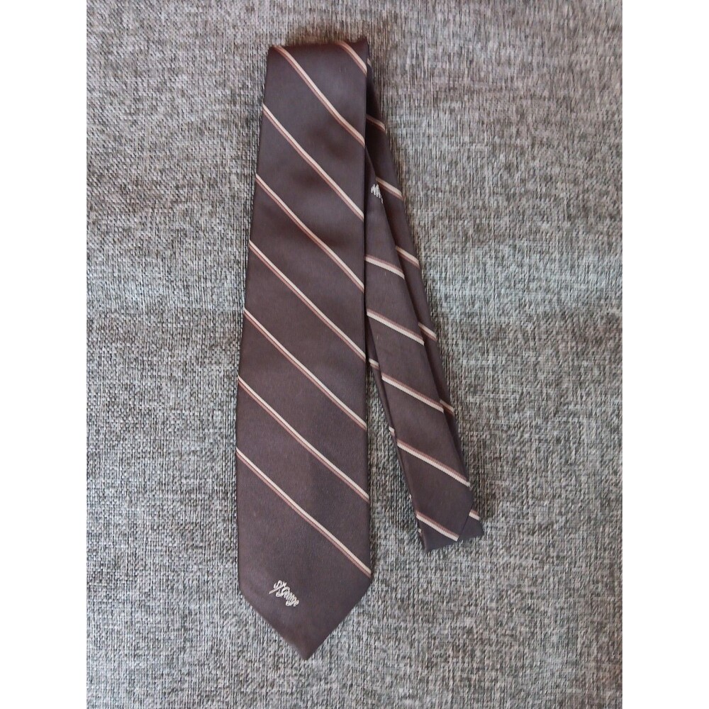 Tie 70s 80s 90s Y2K Mens Allyn St George Brown Beige Tan 3.75 Wide 55 Long